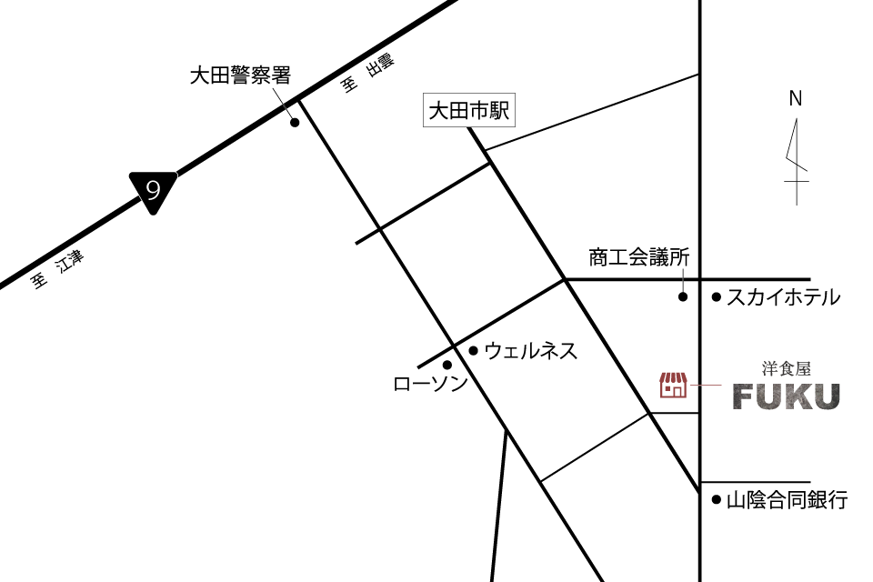 洋食屋FUKUへのアクセスマップ
